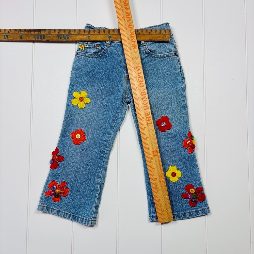 Vintage Y2K Zana Di Flower Power Boho Hippie Flare Jeans, Size 2T - Picture 7 of 14